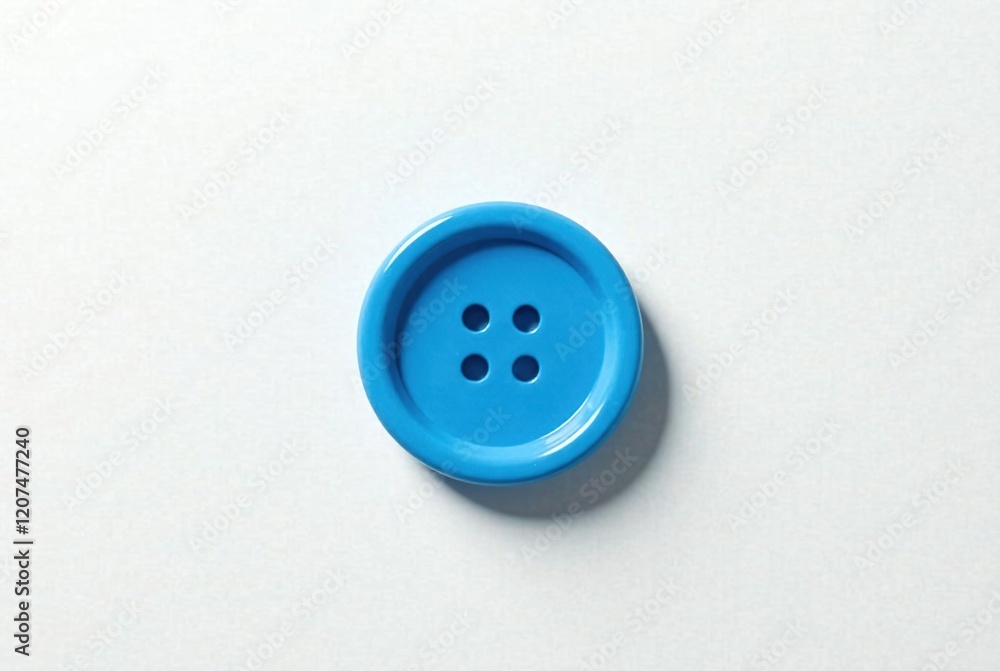 Blue Plastic Button - High Resolution Studio Shot
