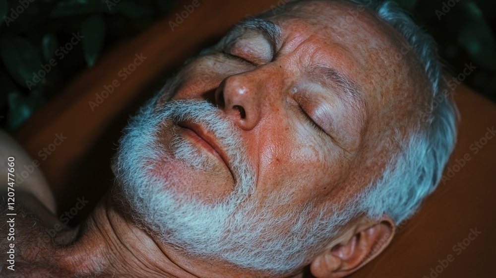 Senior Man Relaxing Close up Peaceful Sleep Elderly Grey Hair Beard Calm Restful S Senior Man Relaxing Close up Peaceful Sleep Elderly Grey Hair Beard Calm Restful S