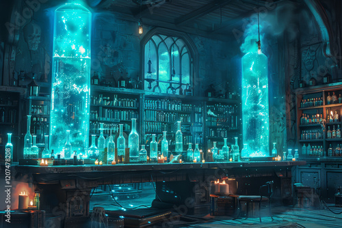 Wallpaper Mural Mad Scientist's Lab of Bubbling Potions and Shadows Torontodigital.ca