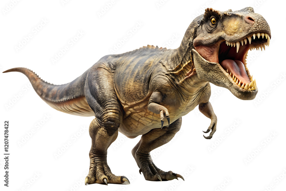 Obraz premium Ferocious T-Rex Dinosaur Illustration isolated on white background as transparent. PNG.AI GENERATED