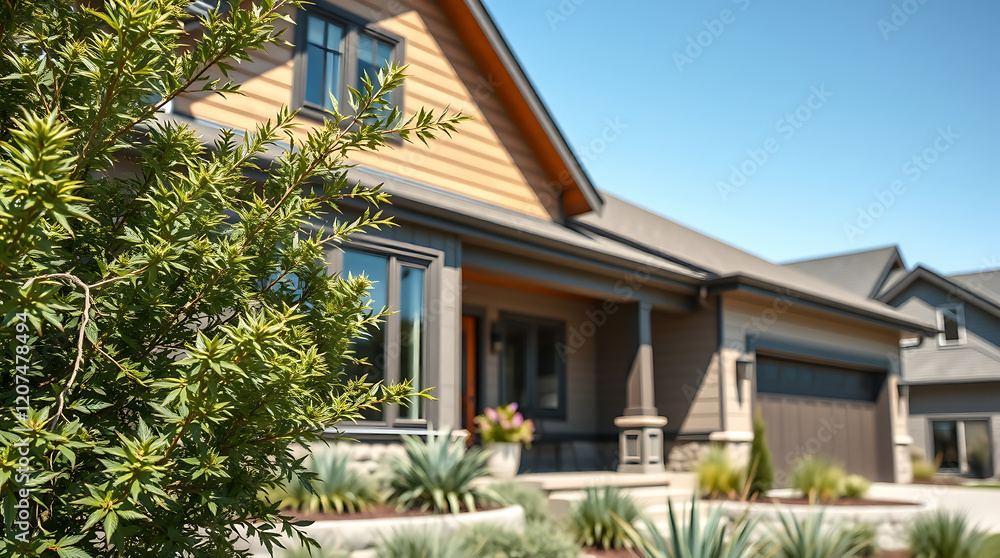 Fototapeta premium Luxury Modern Home Exterior: Dream House Design and Landscaping