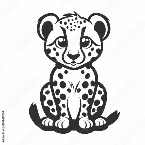 Cute Cheetah Vector Logo Design Featuring Playful Outline Style photo