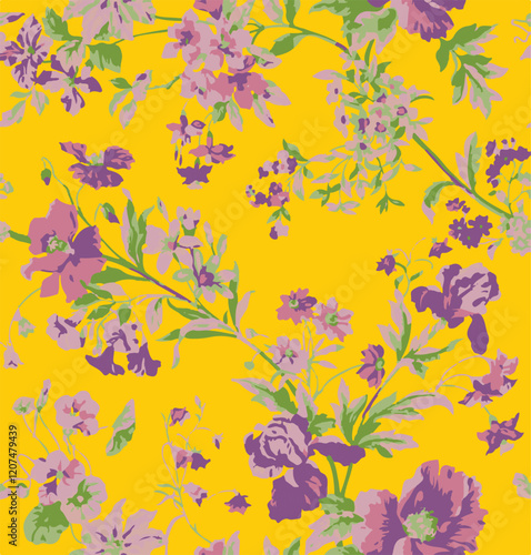 botanical floral vector seamless pattern with roses herbs and leaves big set background with flowers