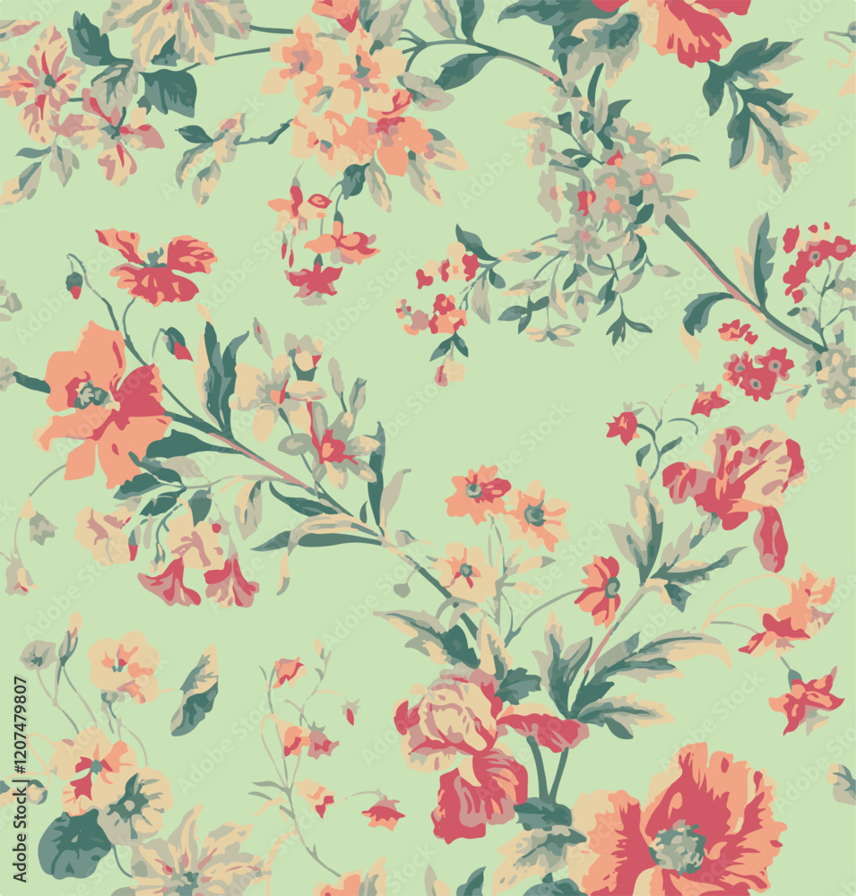 botanical floral vector seamless pattern with roses herbs and leaves big set background with flowers botanical floral vector seamless pattern with roses herbs and leaves big set background with flowers