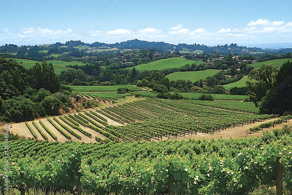 Expansive Vineyard Landscape in Rolling Hills Expansive Vineyard Landscape in Rolling Hills