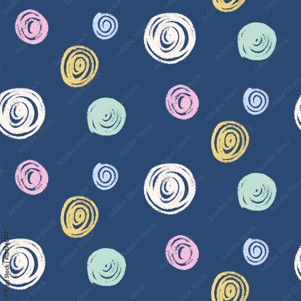 Polka dots seamless pattern crayon drawn. Circle confetti endless background. Birthday round points by pencil repeat cover. Scribble spots marker draw. Vector surface design festive motif. Polka dots seamless pattern crayon drawn. Circle confetti endless background. Birthday round points by pencil repeat cover. Scribble spots marker draw. Vector surface design festive motif.