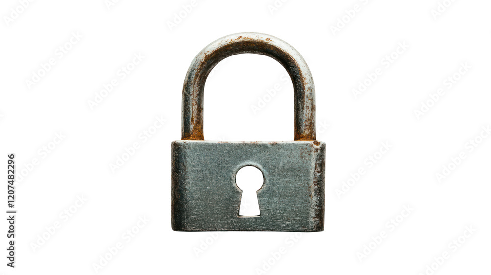 An old padlock on a black background symbolizes security, privacy, and protection. Ideal for themes related to safety and confidentiality.