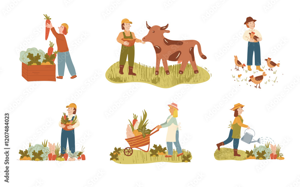 Fototapeta premium Farming and Agriculture Illustrations Collection
