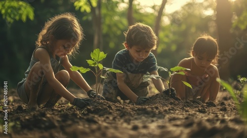 Children Planting Trees in ...