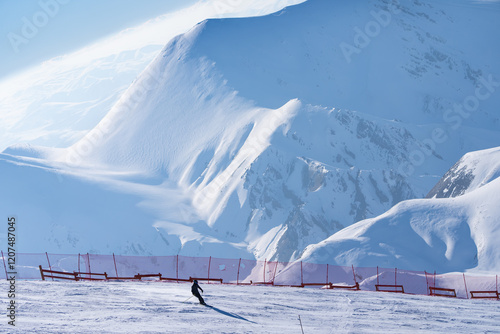 Palandöken Ski Center in the Winter Season Drone Photo, Palandoken Mountains Erzurum, Turkiye (Turkey) photo