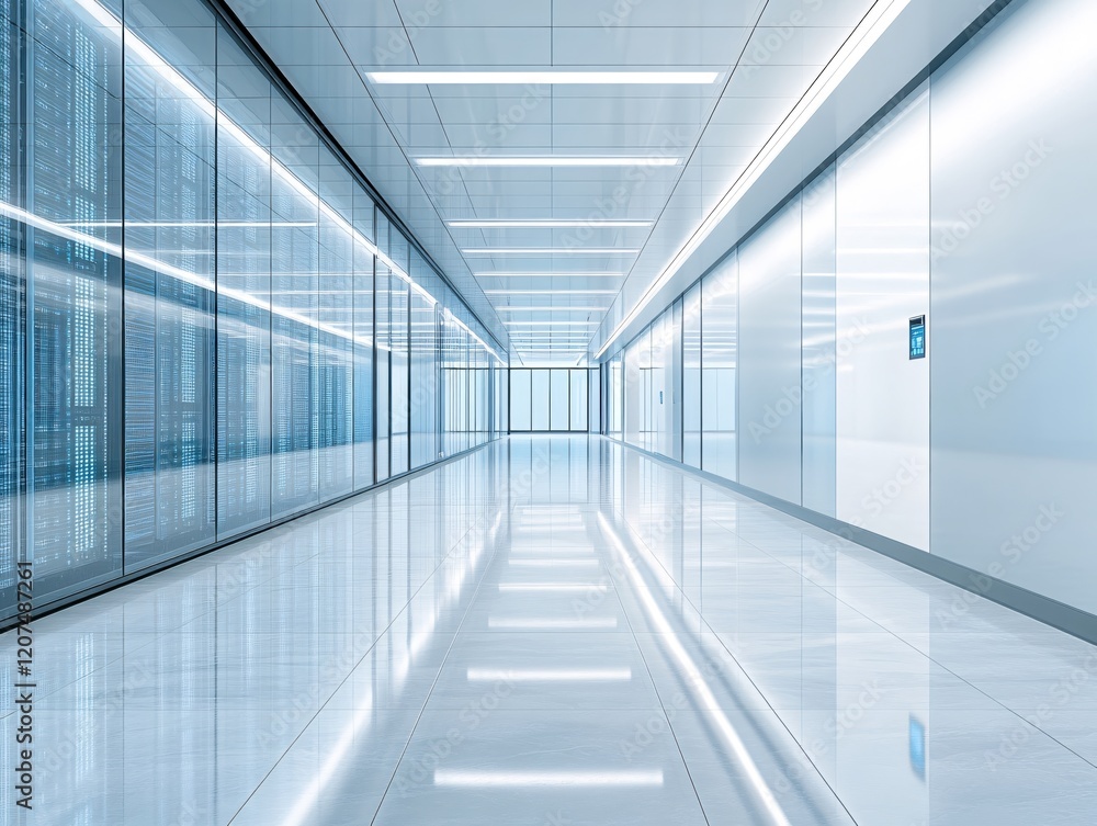 Modern Server Room Corridor Clean Technology Office Space Design Modern Server Room Corridor Clean Technology Office Space Design