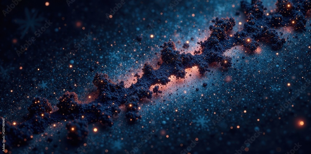 Fototapeta premium Inky black canvas densely scattered with glittering stars , interstellar medium, sparkle, celestial