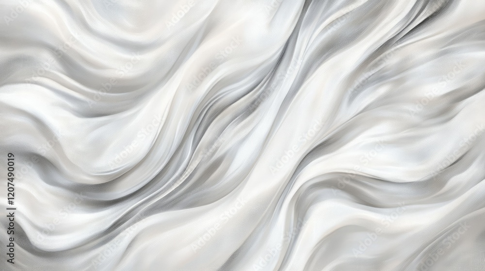 Abstract white and silver satin texture with natural folds and a soft blur pattern, exuding luxury and grace Abstract white and silver satin texture with natural folds and a soft blur pattern, exuding luxury and grace