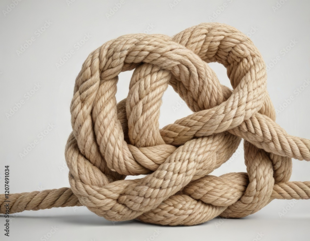 Classic hemp rope square knot against a soft white backdrop , square knot, texture, twine Classic hemp rope square knot against a soft white backdrop , square knot, texture, twine