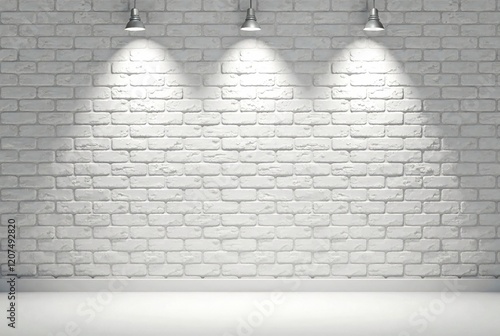 Spotlight Illuminated White Brick Wall - High-Quality AI Art