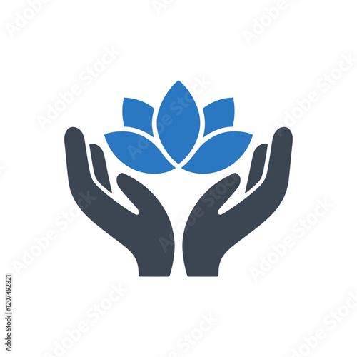 Hands Holding Lotus Icon