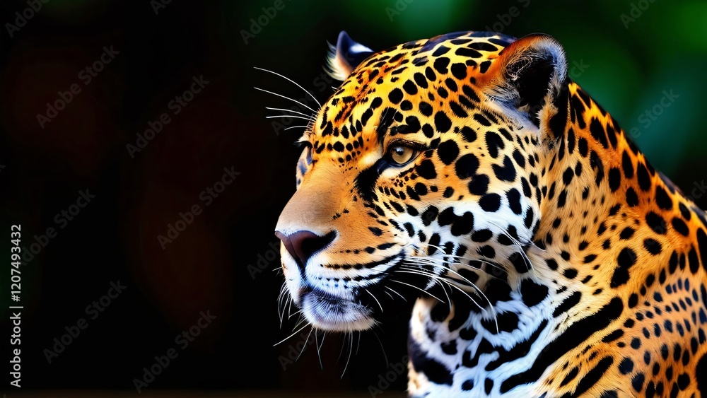 Obraz premium Majestic Jaguar in Natural Habitat for World Jaguar Day: Wild and Powerful Big Cat in a Lush Jungle Setting