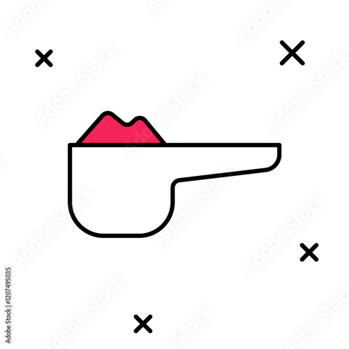 Filled outline Sports nutrition bodybuilding proteine power drink and food icon isolated on white background. Vector