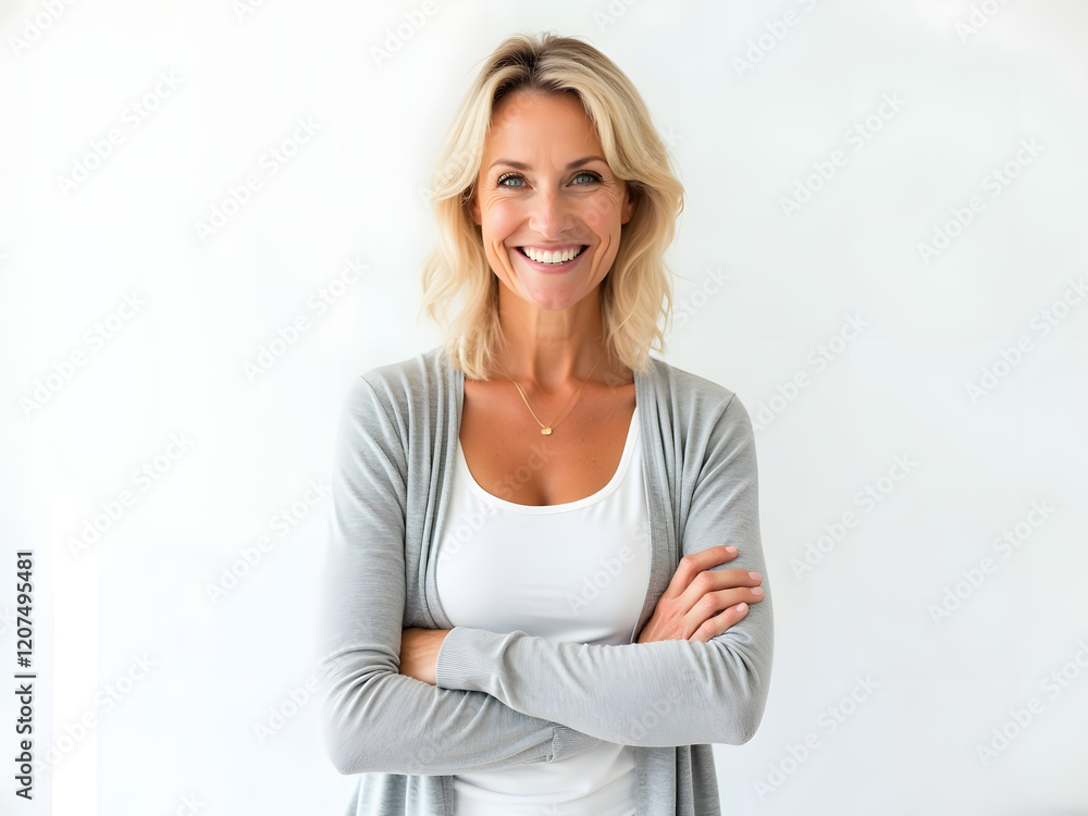 Captivating Portrait: High-Resolution Photo of a Middle-Aged Woman with Blonde Hair Captivating Portrait: High-Resolution Photo of a Middle-Aged Woman with Blonde Hair