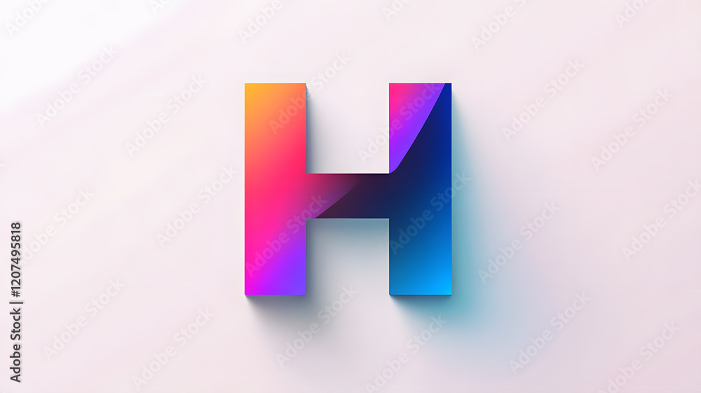 vibrant, gradient letter H in minimalist, clean sans serif font on light background. colorful design creates modern and eye catching effect vibrant, gradient letter H in minimalist, clean sans serif font on light background. colorful design creates modern and eye catching effect