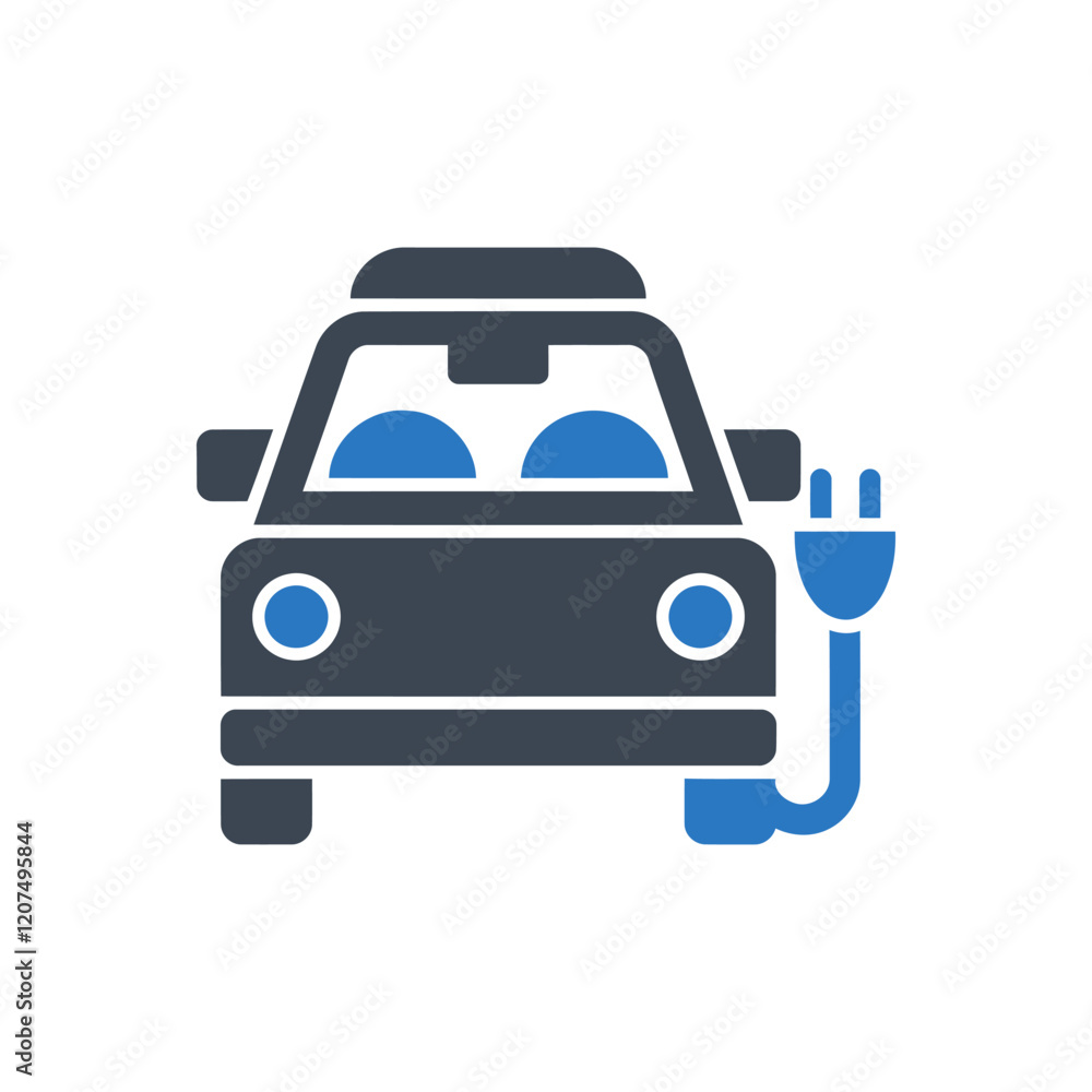 Charging Electric Taxi Icon