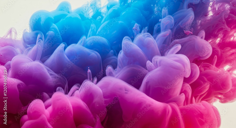 Fototapeta premium Vivid Ink Swirls in Water Creating a Stunning Abstract Design with Pink and Blue Hues