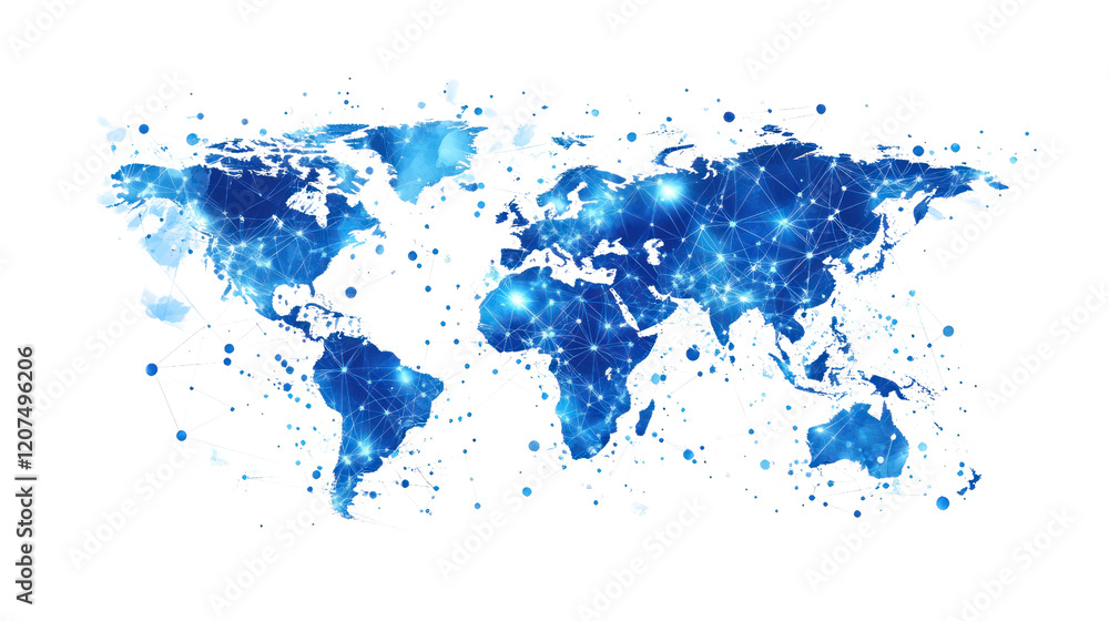 Digital world map with glowing connections, representing global communication and connectivity. Ideal for technology and networking themes. Digital world map with glowing connections, representing global communication and connectivity. Ideal for technology and networking themes.
