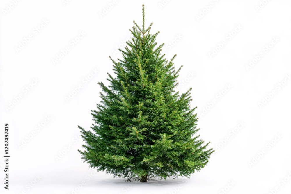 Festive Christmas Tree Isolated on White Background Perfect for Holiday Designs and Winter Celebrations Festive Christmas Tree Isolated on White Background Perfect for Holiday Designs and Winter Celebrations