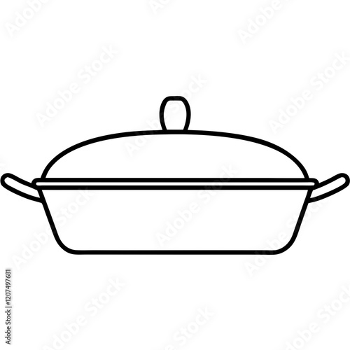 roasting pan line art vector illustration 