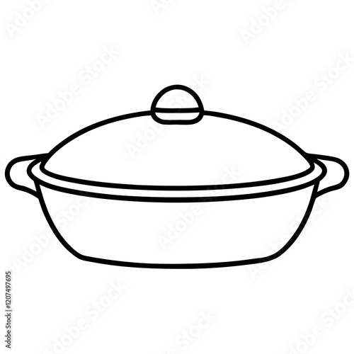 casserole dish line art vector illustration 