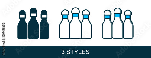 Filled outline Bowling pin icon isolated on white background. Vector