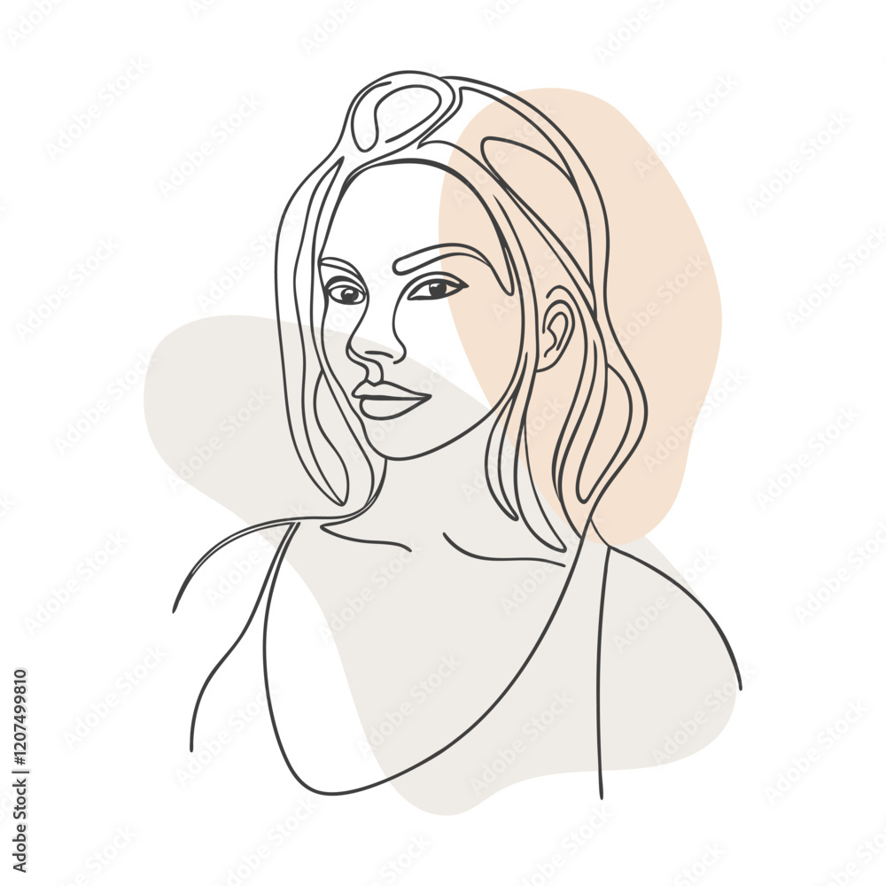 Outline portrait of a beautiful woman with long hair. Hand drawn illustration in minimalist style Outline portrait of a beautiful woman with long hair. Hand drawn illustration in minimalist style