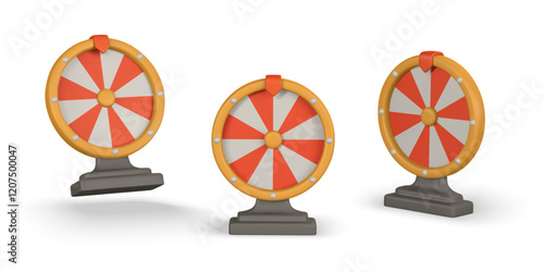 Realistic 3d casino game concept. Wheel of fortune. Gambling concept. Vector illustration