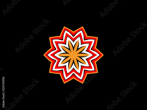 red caleidoscope classic gradient flower art pattern of traditional tenun batik ethnic dayak ornament for wallpaper ads background sticker or clothing	 photo