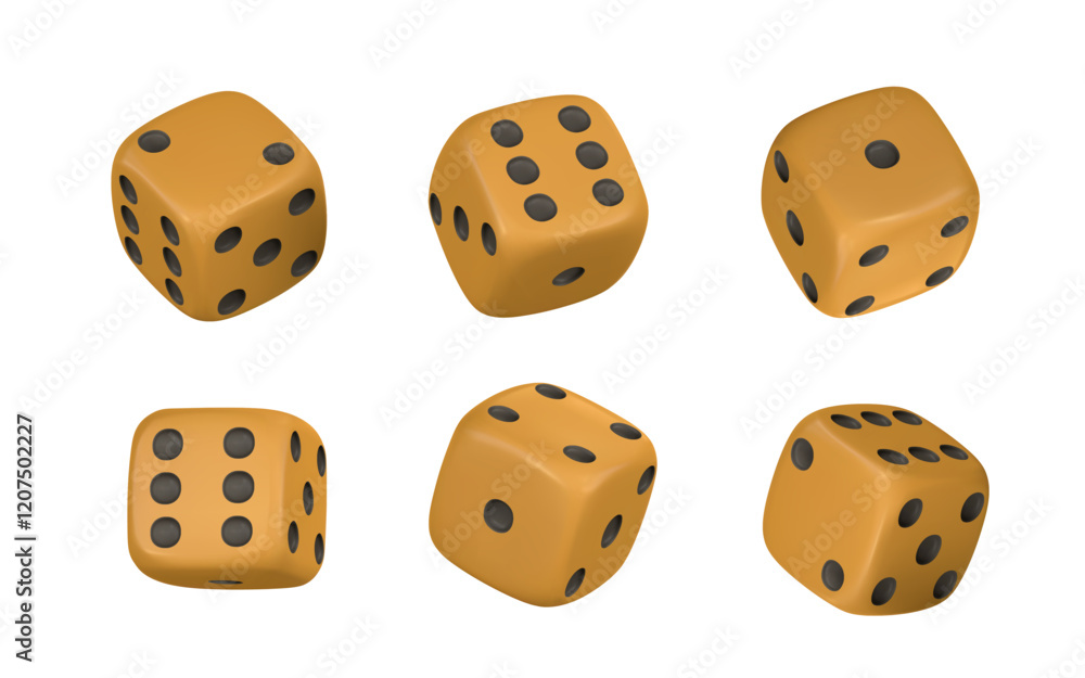 Realistic 3d dice from different sides. Casino game concept. Vector illustration Realistic 3d dice from different sides. Casino game concept. Vector illustration