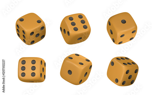Realistic 3d dice from different sides. Casino game concept. Vector illustration