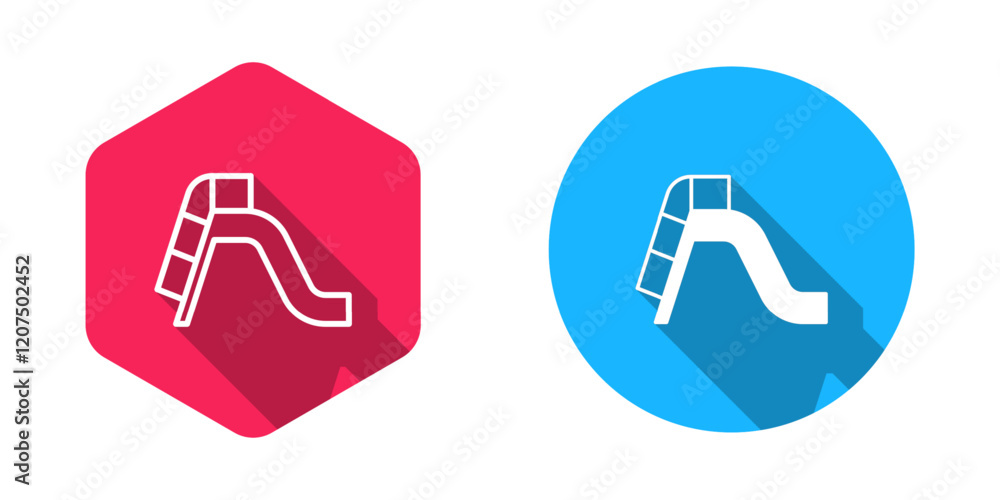 Filled and outline Slide playground icon isolated with long shadow background. Childrens slide. Vector Filled and outline Slide playground icon isolated with long shadow background. Childrens slide. Vector