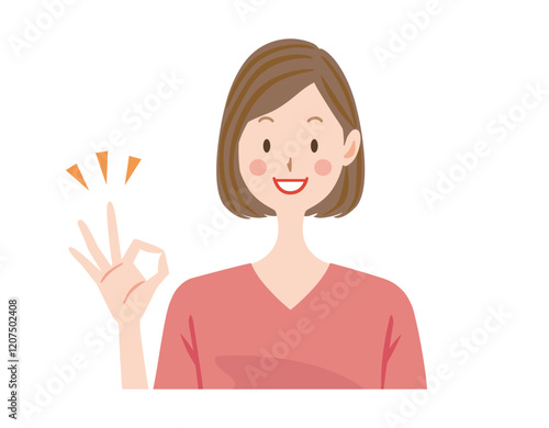 OKする女性　主婦　イラスト