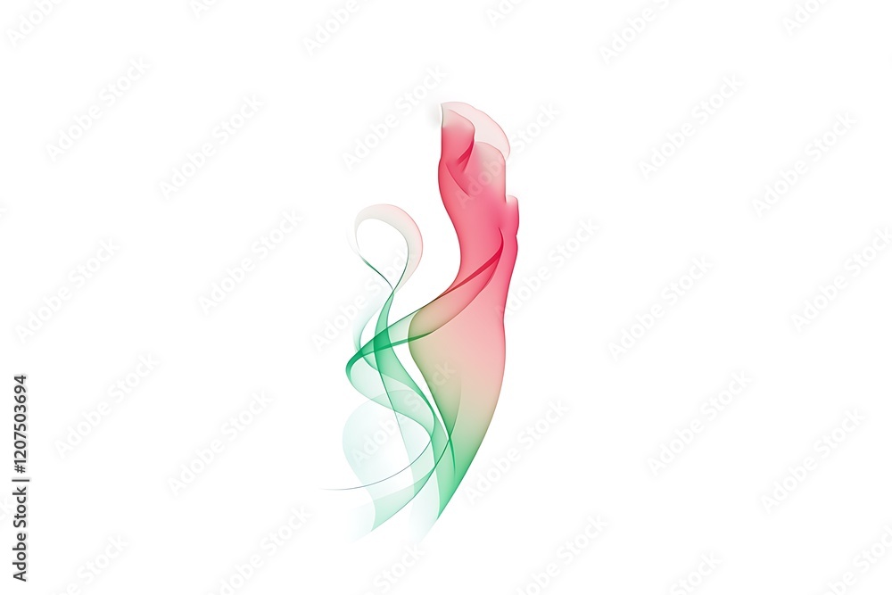 Abstract female figure in flowing pink and green lines Abstract female figure in flowing pink and green lines
