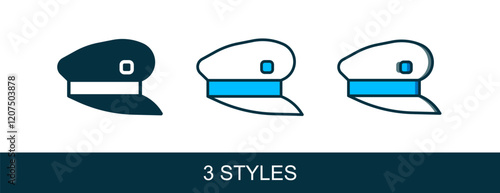Filled outline Train driver hat icon isolated on white background. Vector