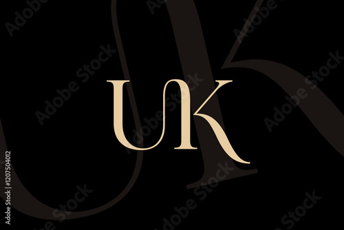 UK or KU letter logo icon design. Classic style luxury initials monogram.