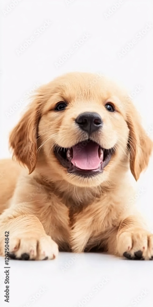 Adorable Golden Retriever Puppy Happy Smiling Close Up Adorable Golden Retriever Puppy Happy Smiling Close Up
