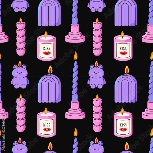 Various Candles seamless pattern