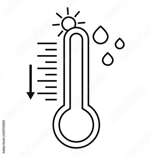 thermometer icon set cold and heat, temperature scale symbol, thermometer icon with flat design eps 10.