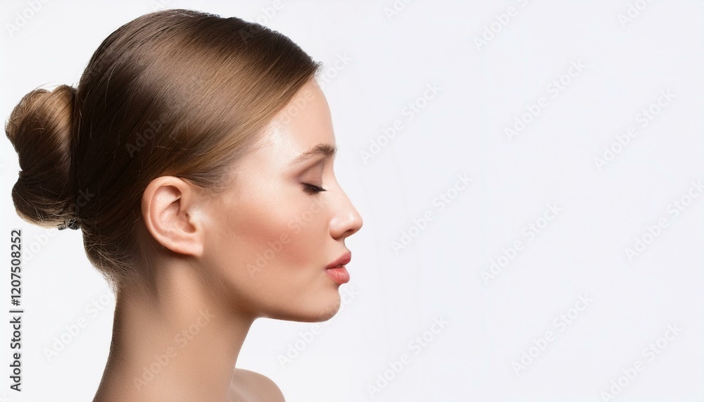 Profile of feminine face with closed eyes and make-up Profile of feminine face with closed eyes and make-up