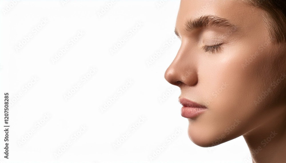 Profile of feminine face with closed eyes and make-up Profile of feminine face with closed eyes and make-up