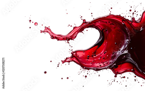 Dynamic red wine splash isolated on a white background