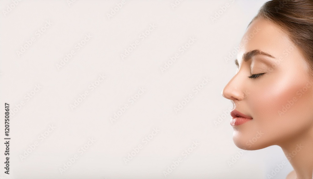 Profile of feminine face with closed eyes and make-up Profile of feminine face with closed eyes and make-up