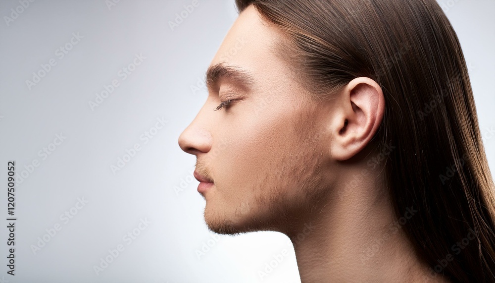 Profile of feminine face with closed eyes and make-up Profile of feminine face with closed eyes and make-up