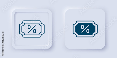 Filled and outline Discount percent tag icon isolated on grey background. Shopping tag sign. Special offer sign. Discount coupons symbol. Square button. Vector